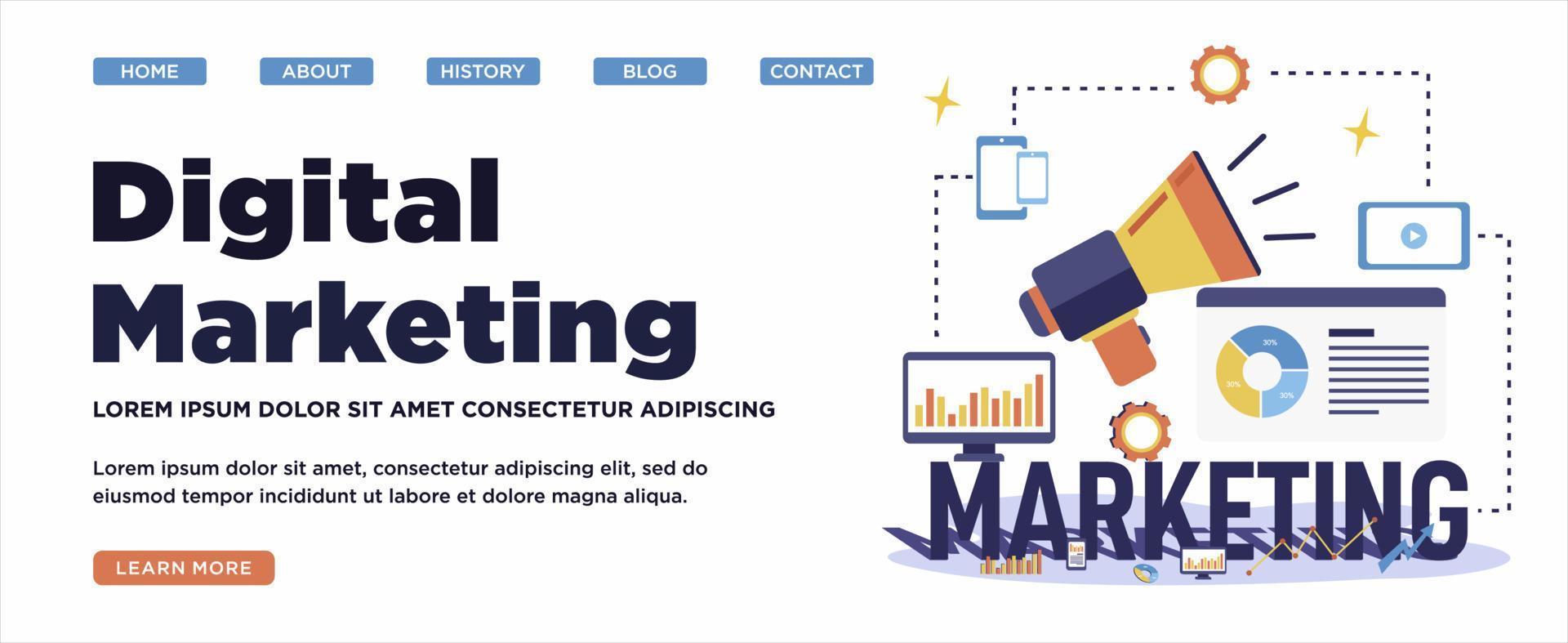 banner web de estrategia de marketing digital vector