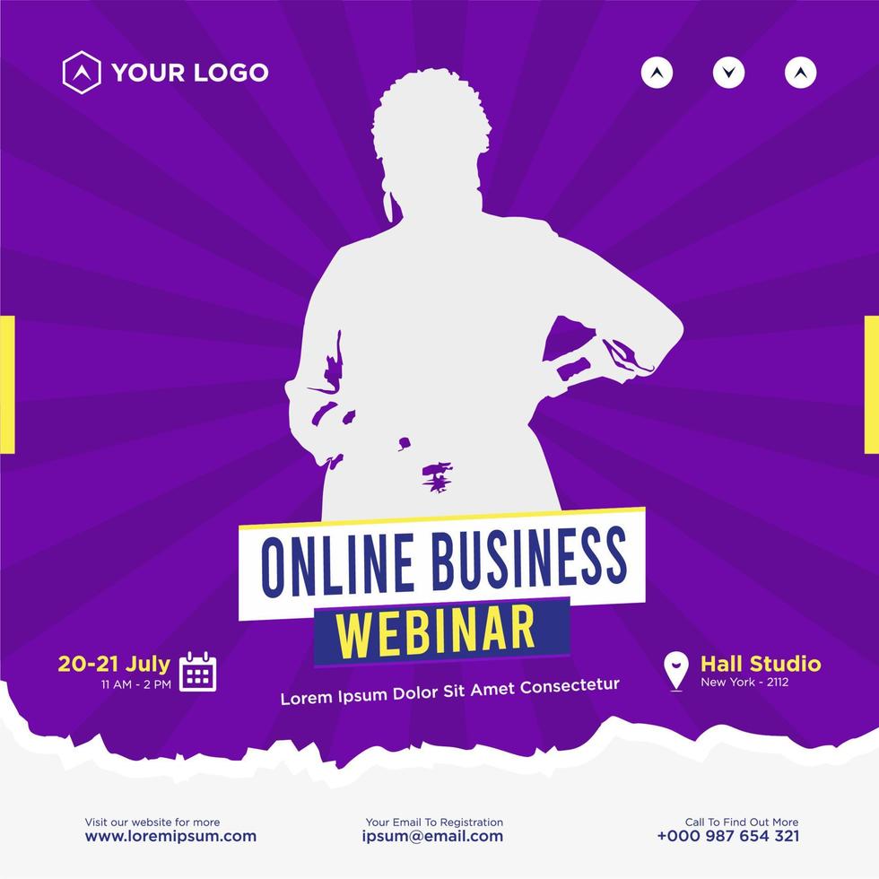 Digital marketing live webinar and corporate social media post or template banner vector