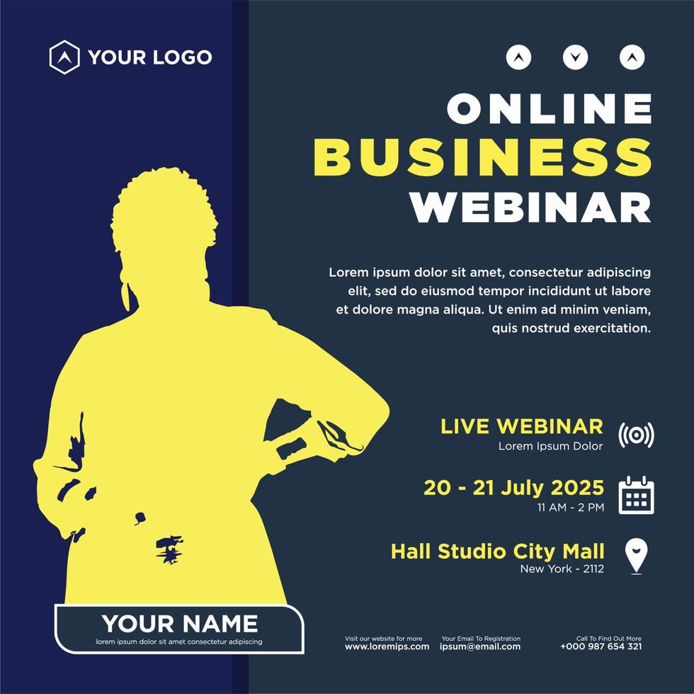 Digital marketing live webinar and corporate social media post or template banner vector