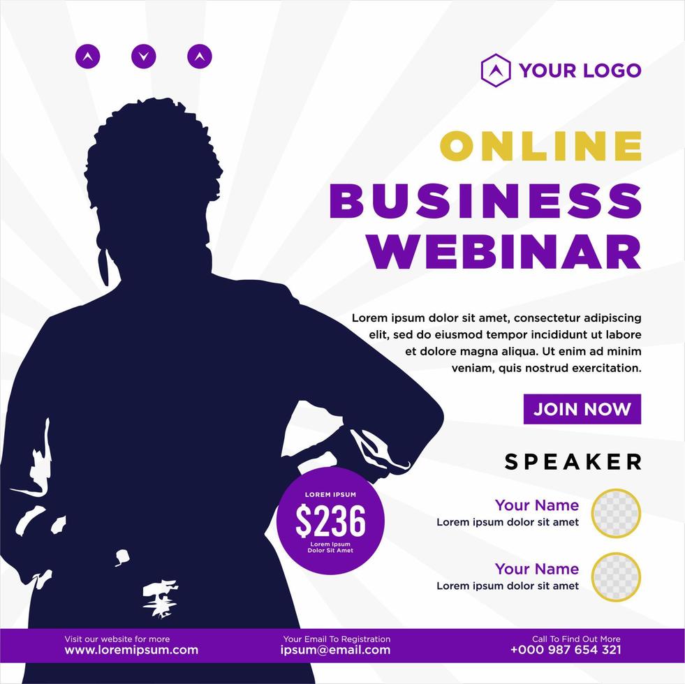 Digital marketing live webinar and corporate social media post or template banner vector