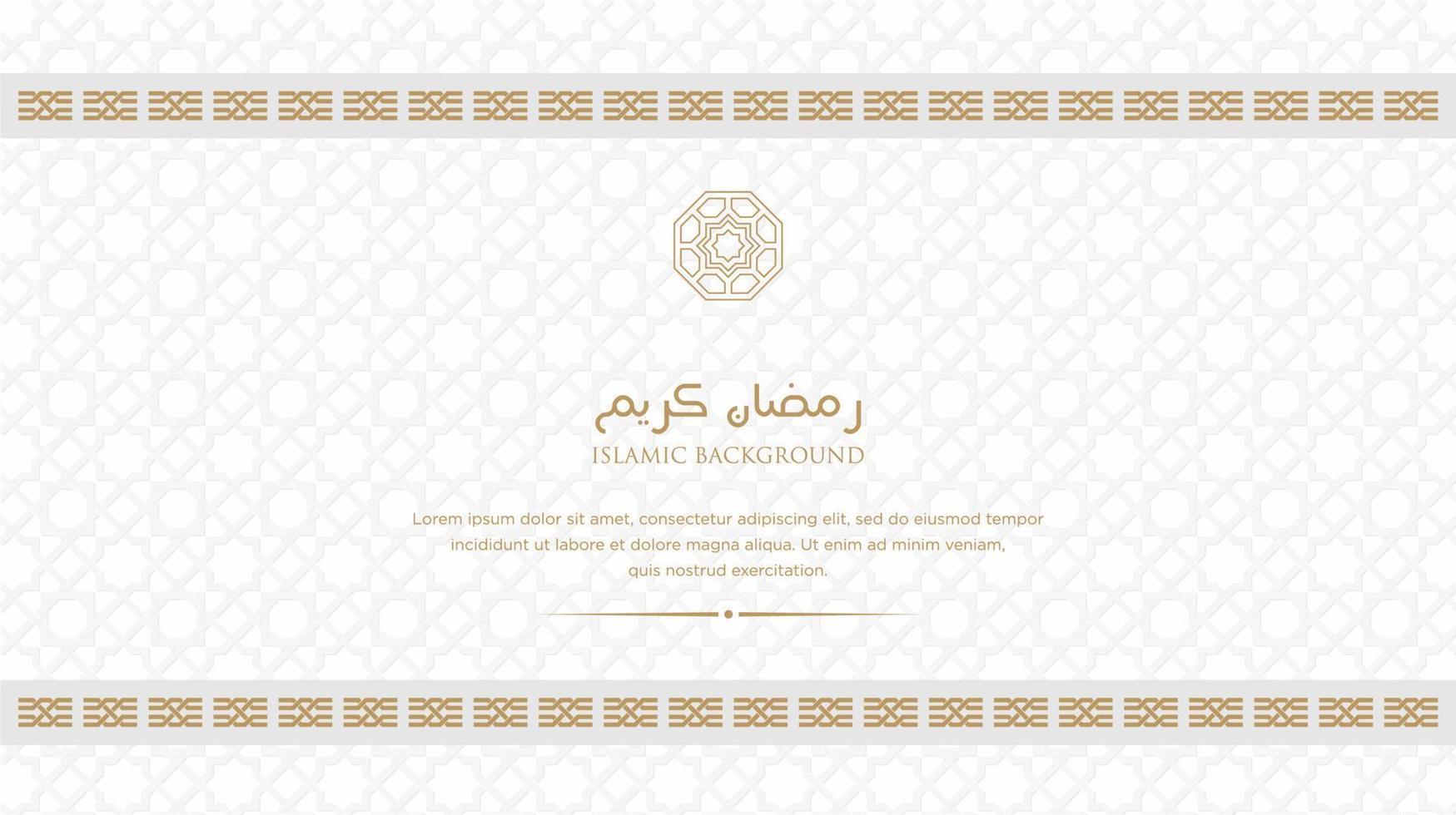 Ramadan kareem arabic islamic elegant white and golden luxury ornament background with arabic pattern and decorative ornament arch frame vector