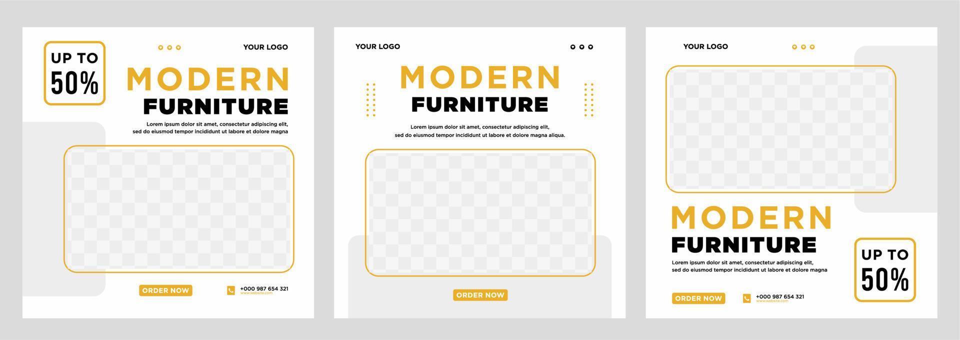 Furniture sale banner Social media post template vector