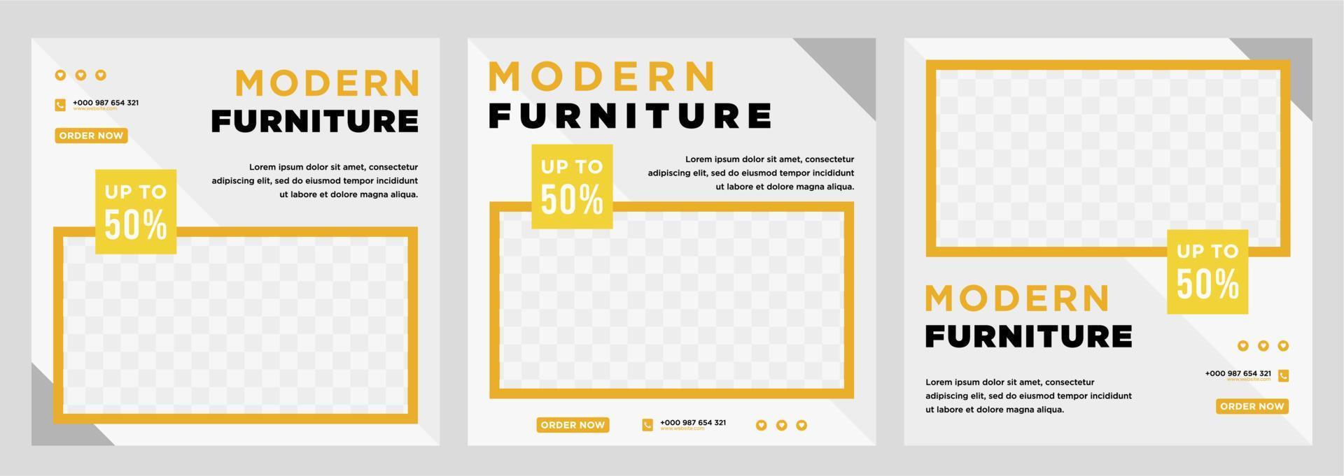 Furniture sale banner Social media post template vector