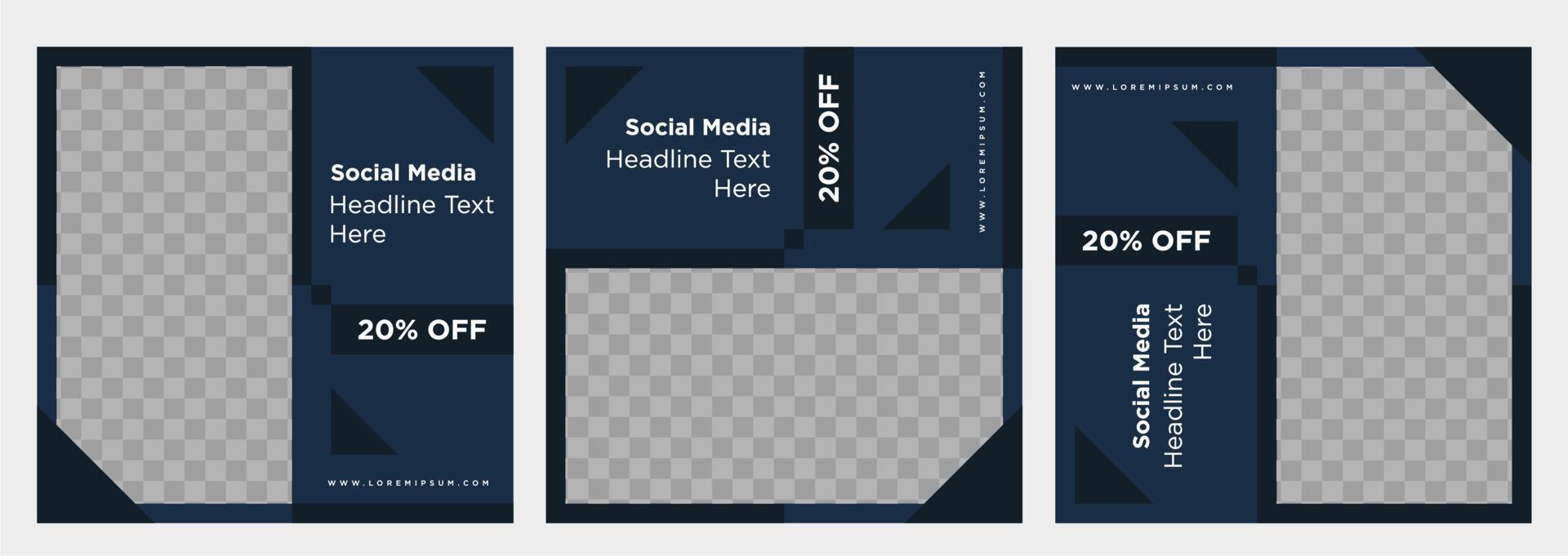 Minimalist social media post template collection or banner vector