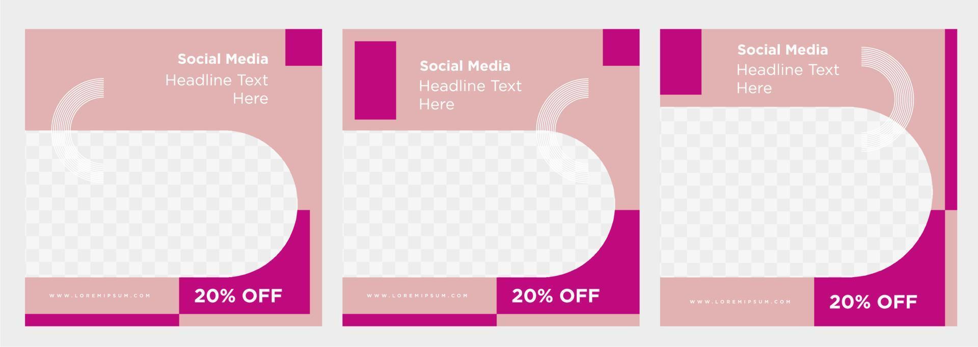 Minimalist social media post template collection or banner vector