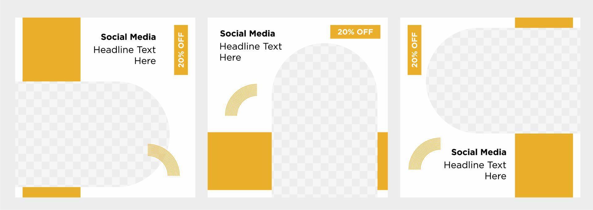 Minimalist social media post template collection or banner vector