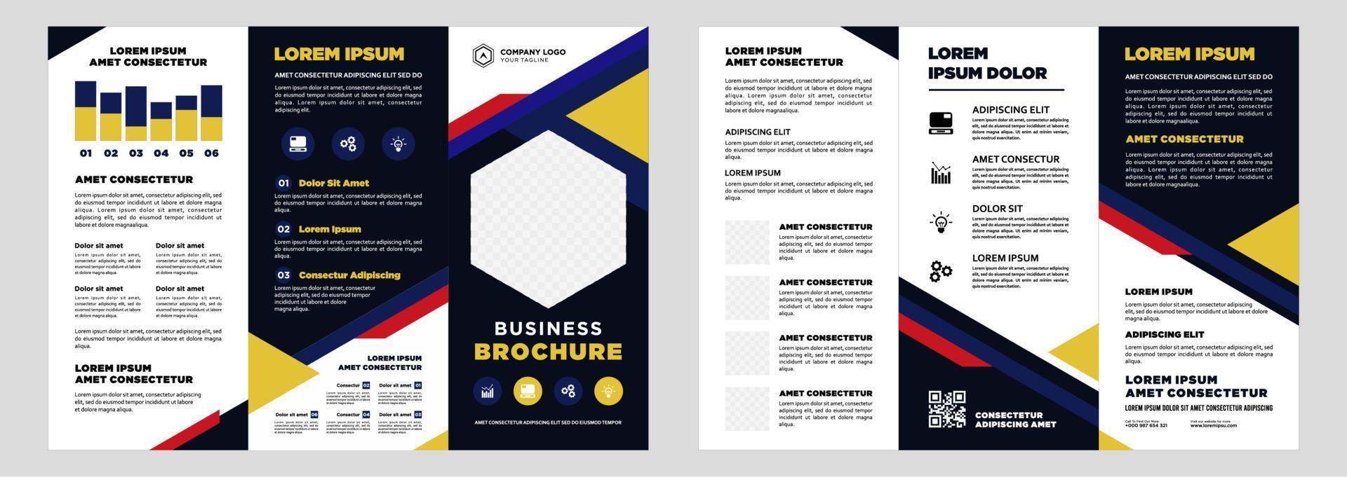 Minimalist business digital marketing trifold brochure template vector