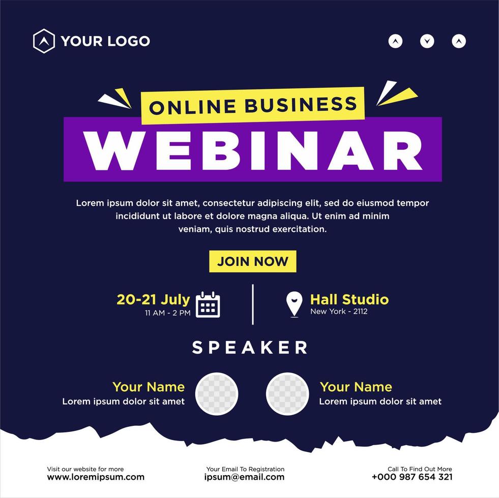 Digital marketing live webinar and corporate social media post or template banner vector