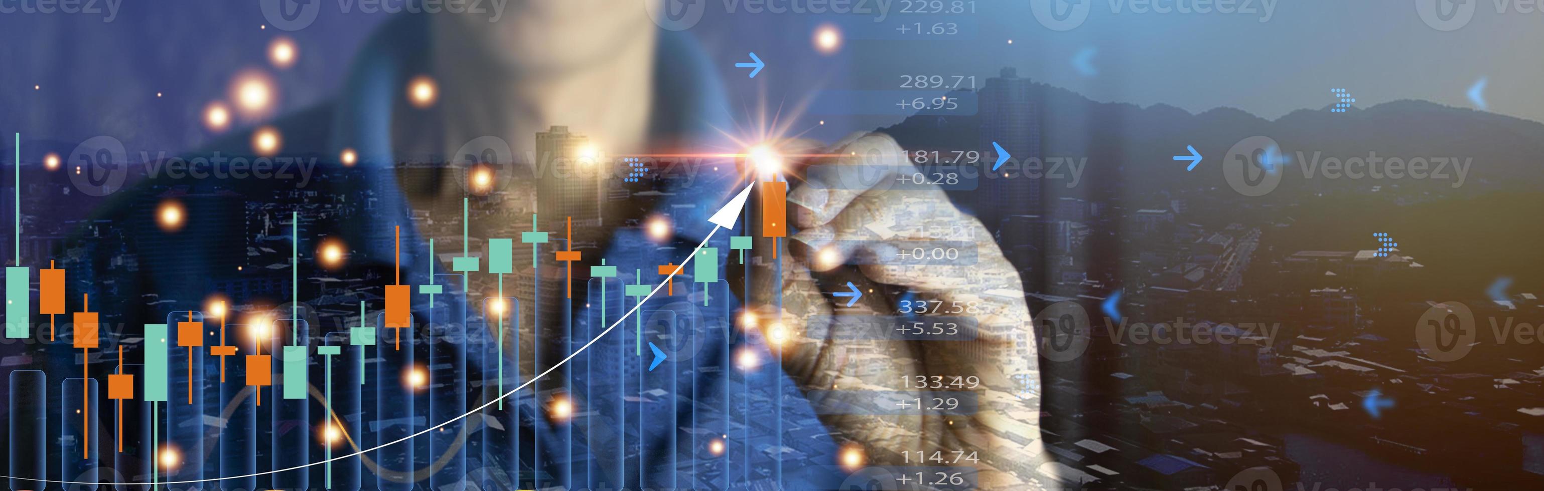 éxito de desarrollo empresarial y concepto de crecimiento gráfico de flecha de crecimiento de personas de negocios plan de crecimiento futuro corporativo foto