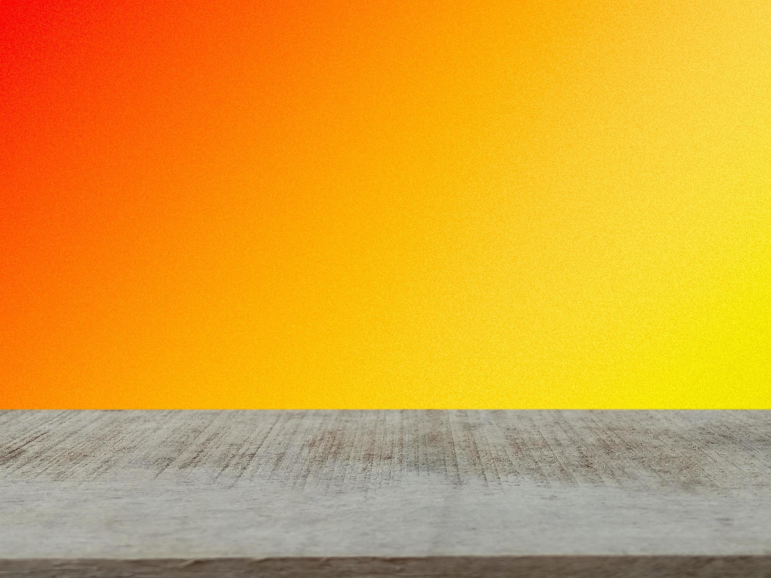 empty brown wooden table yellow orange gradient backdrop product