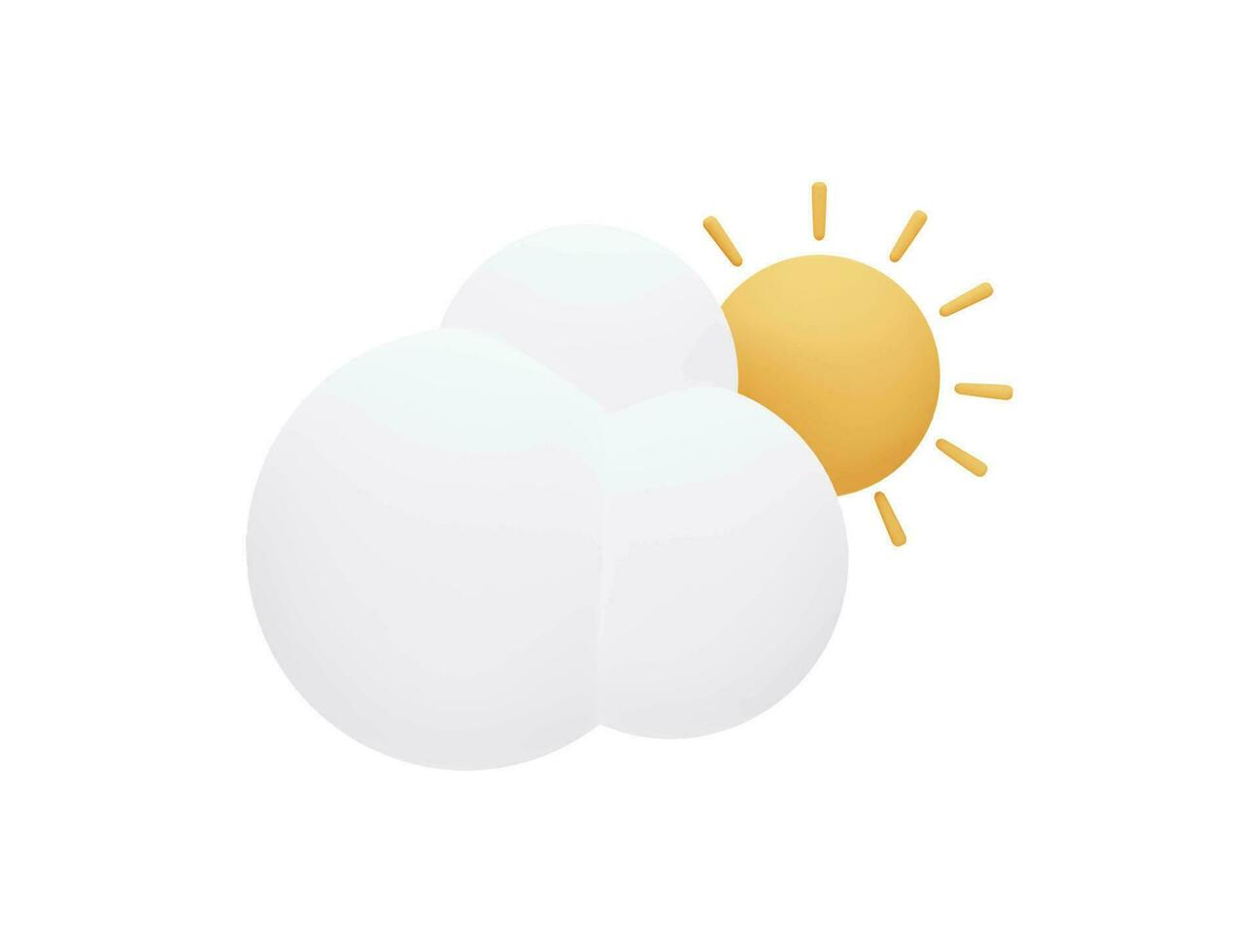 Cloud and sun with 3d vector icon cartoon minimal style