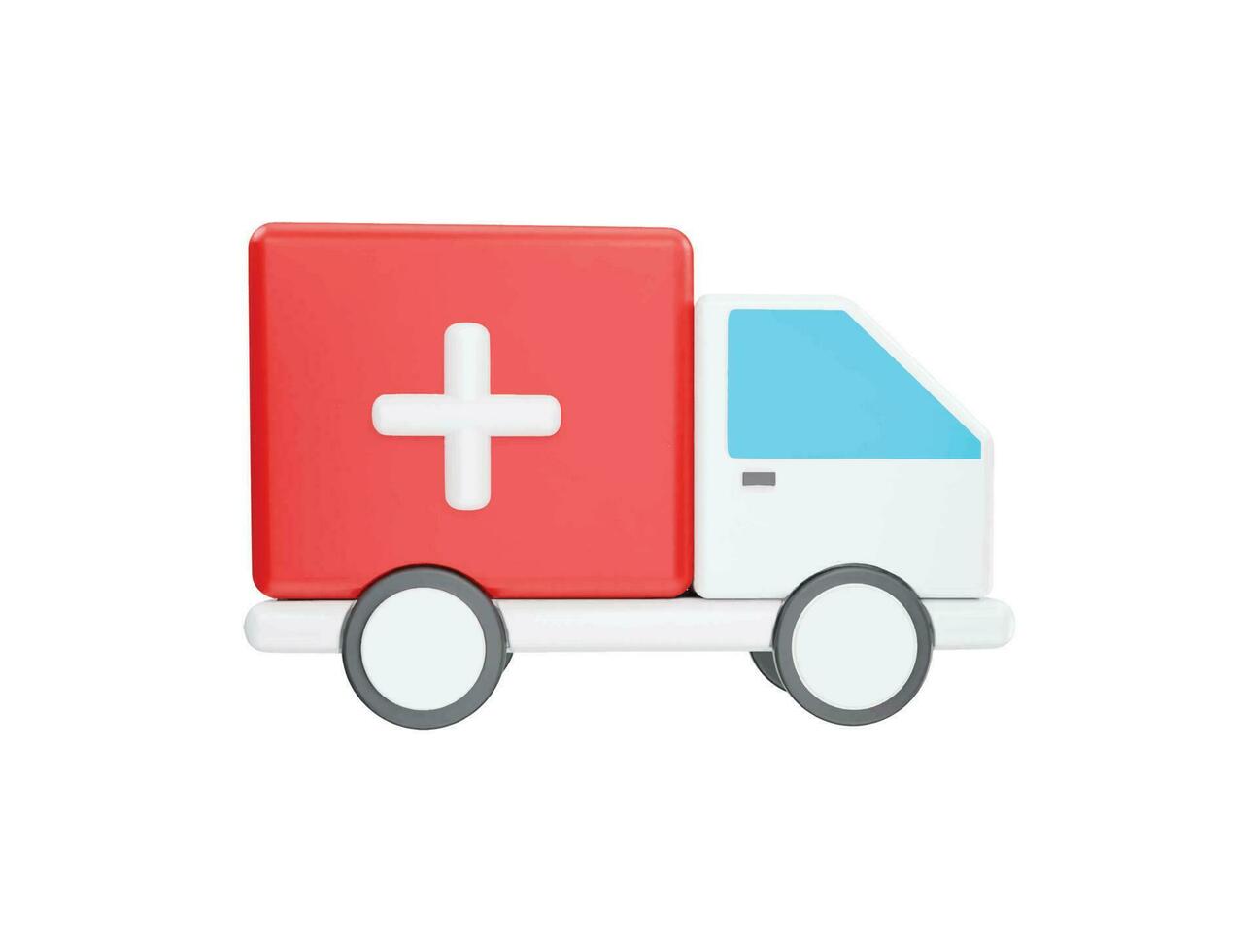 furgoneta de ambulancia con icono de vector 3d estilo minimalista de dibujos animados