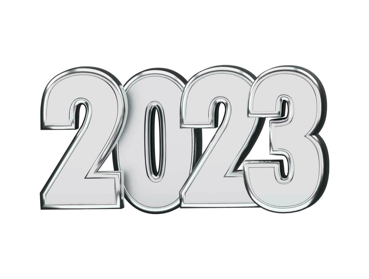 representación 3d realista efecto de texto de año nuevo 2023 vector