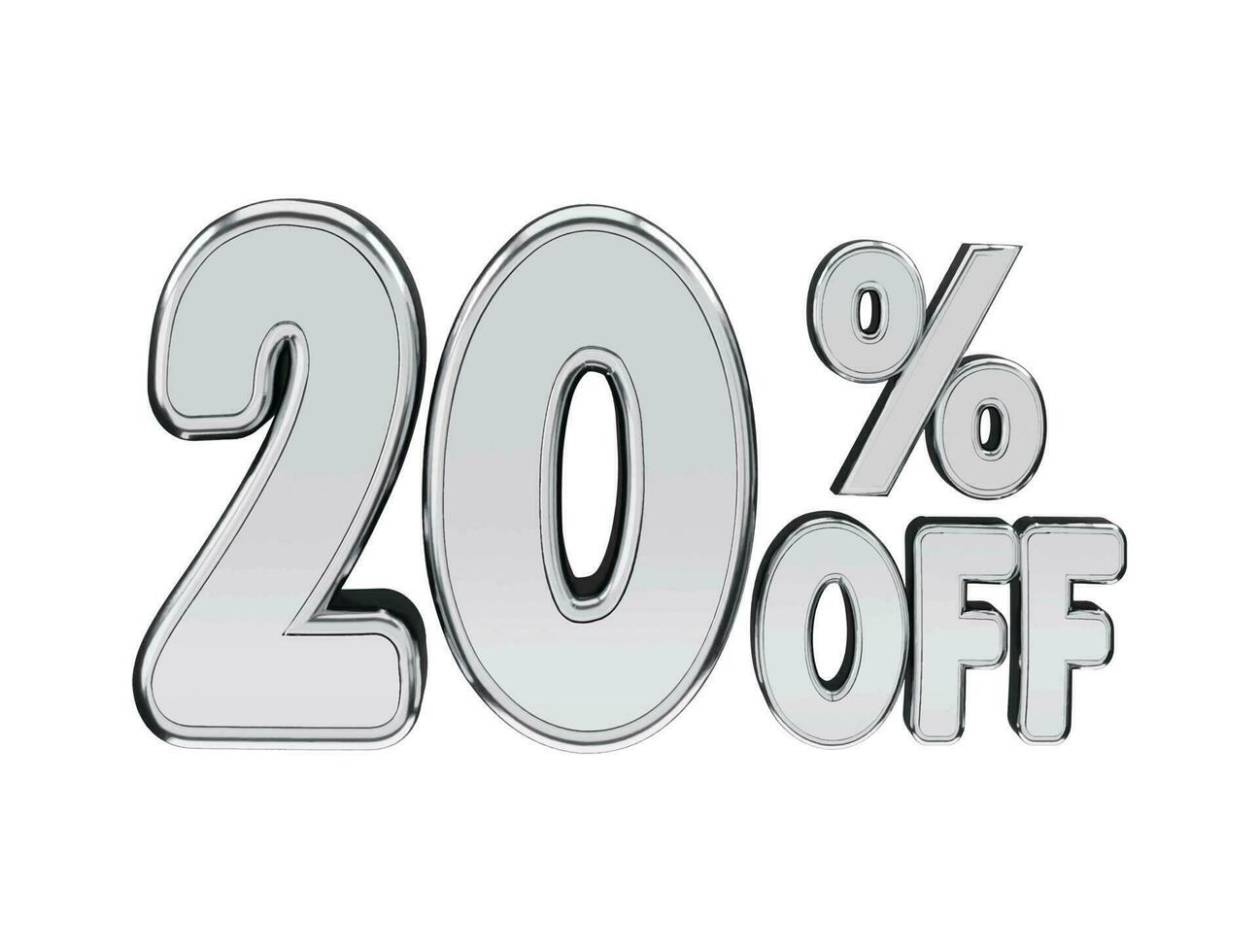 20 percent silver number with 3d rendering vector