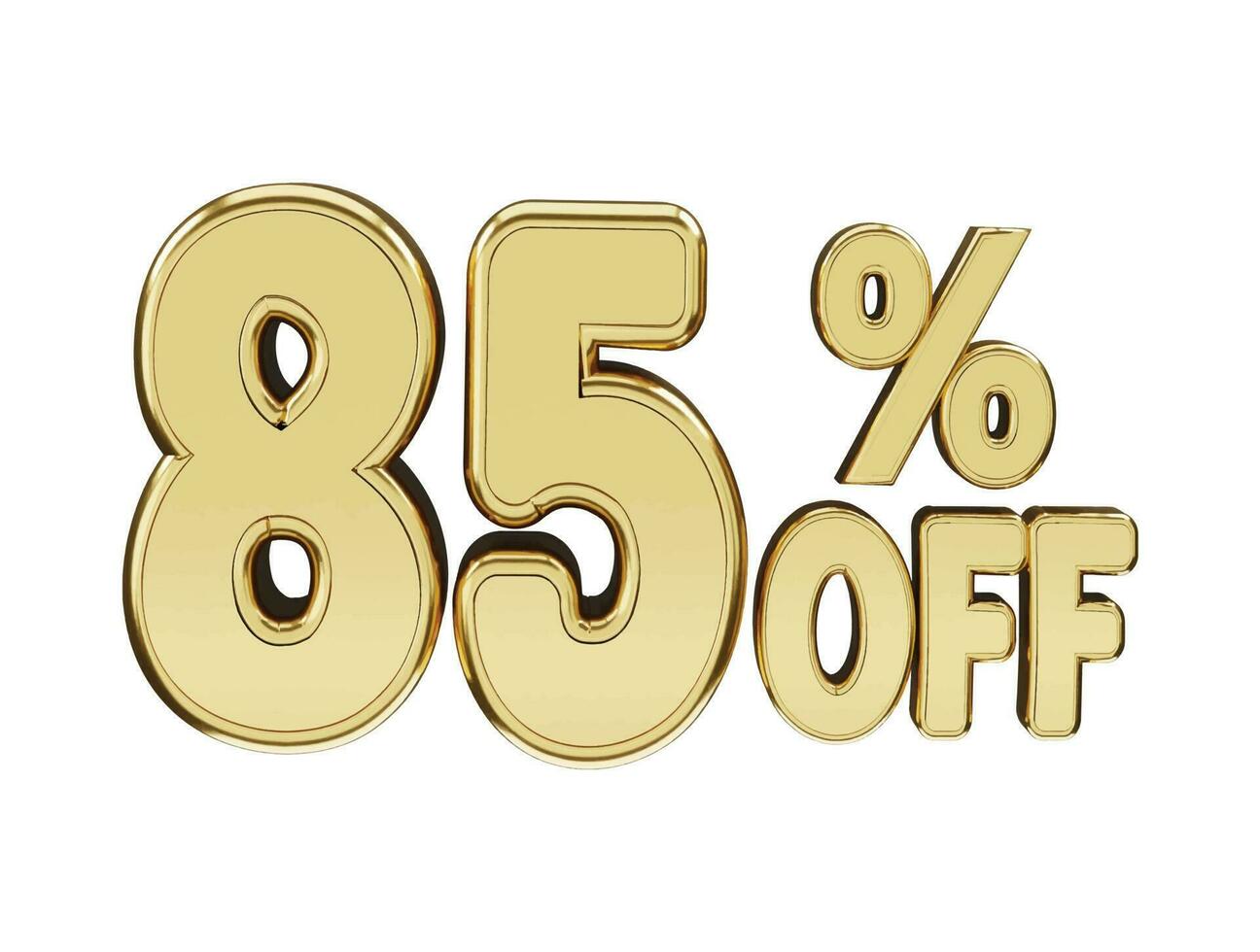 85 percent Golden number with 3d rendering vector