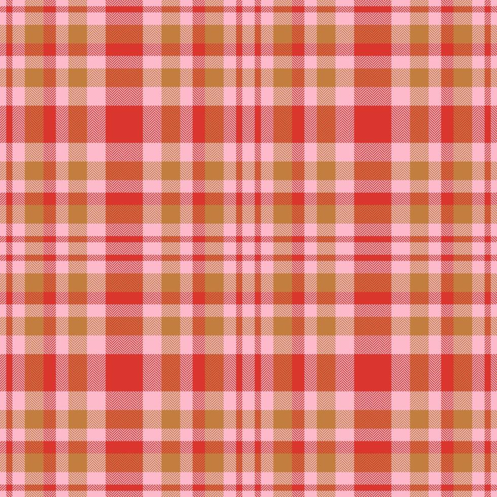 Plaid seamless pattern in red. Check fabric texture. Vector textile print.