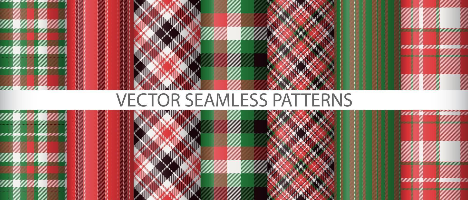 Set fabric pattern check. Texture background plaid. Tartan seamless textile vector. vector