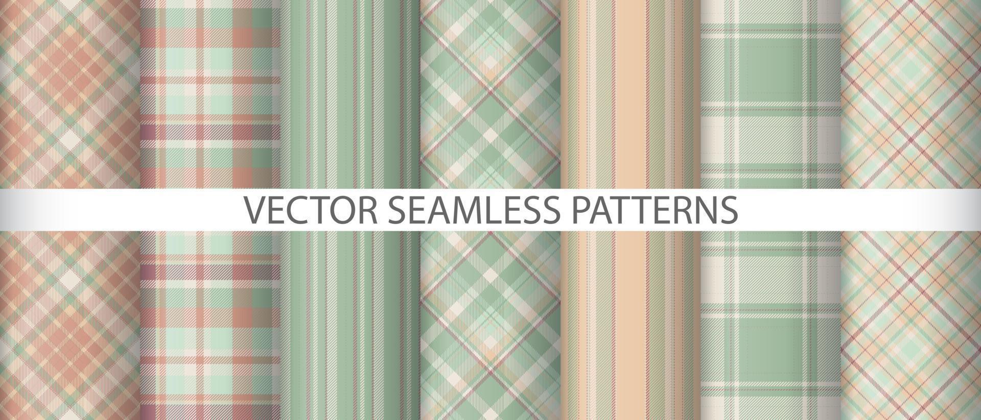 Set vector textile plaid. Background texture check. Seamless pattern tartan fabric.