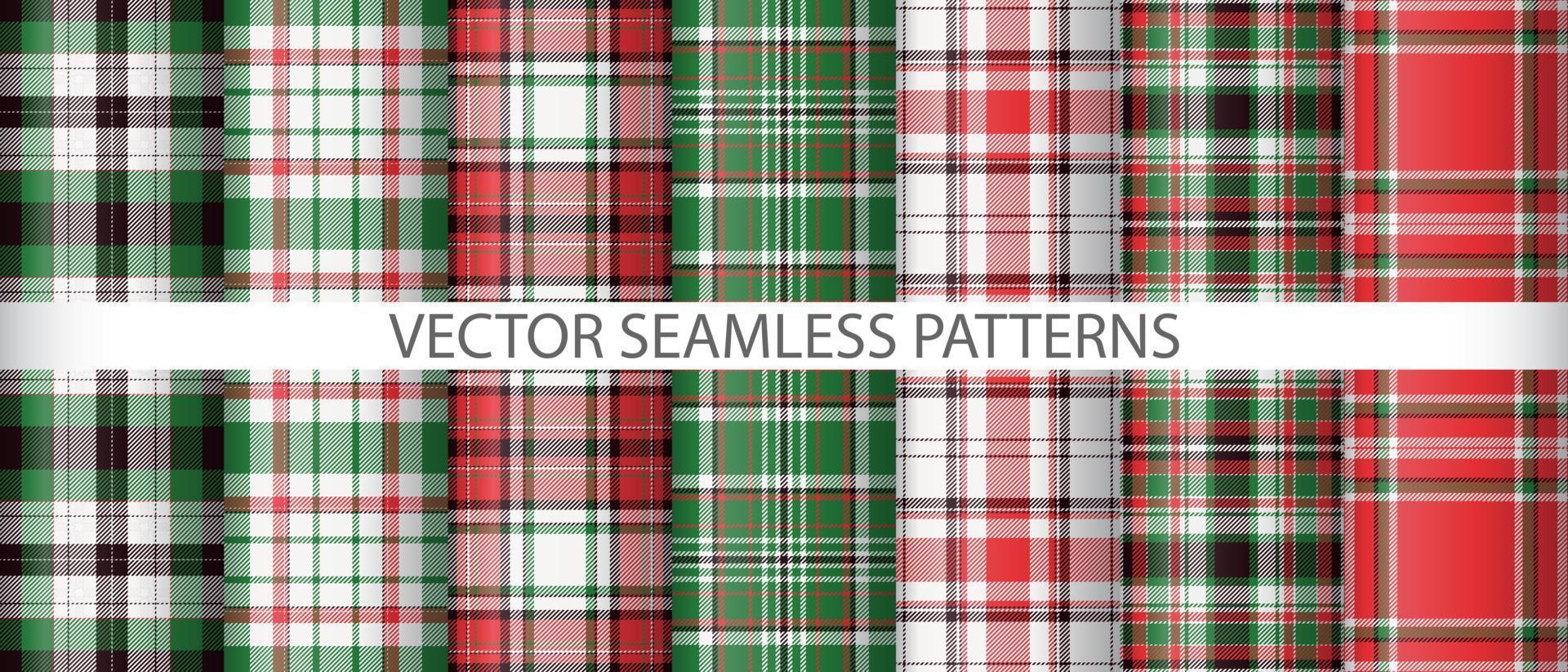 Set pattern plaid textile. Vector check seamless. Tartan texture background fabric.