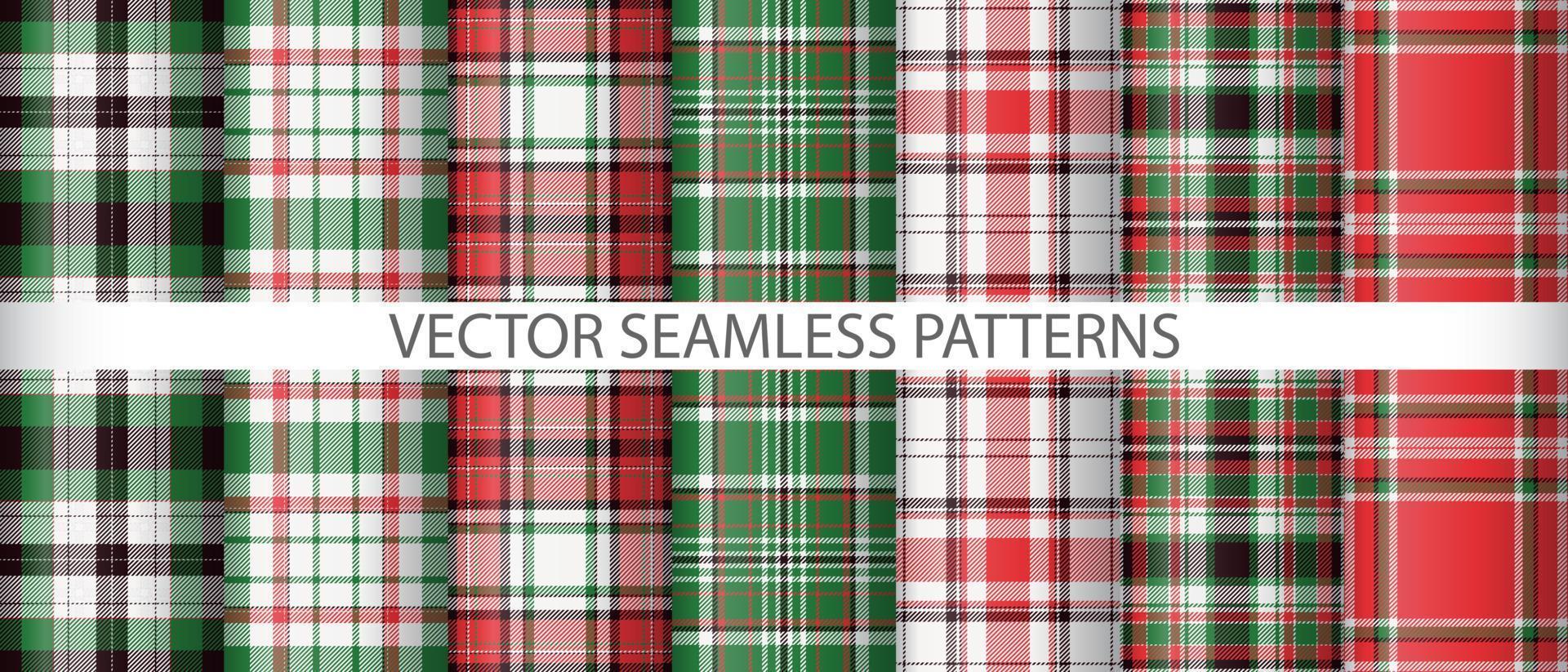 Set pattern plaid textile. Vector check seamless. Tartan texture background fabric.