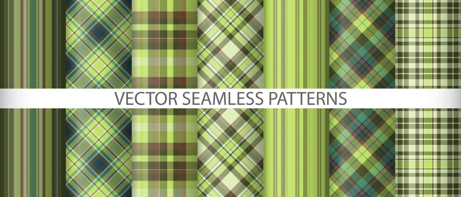 Set vector background seamless. Plaid textile tartan. Fabric pattern texture check.