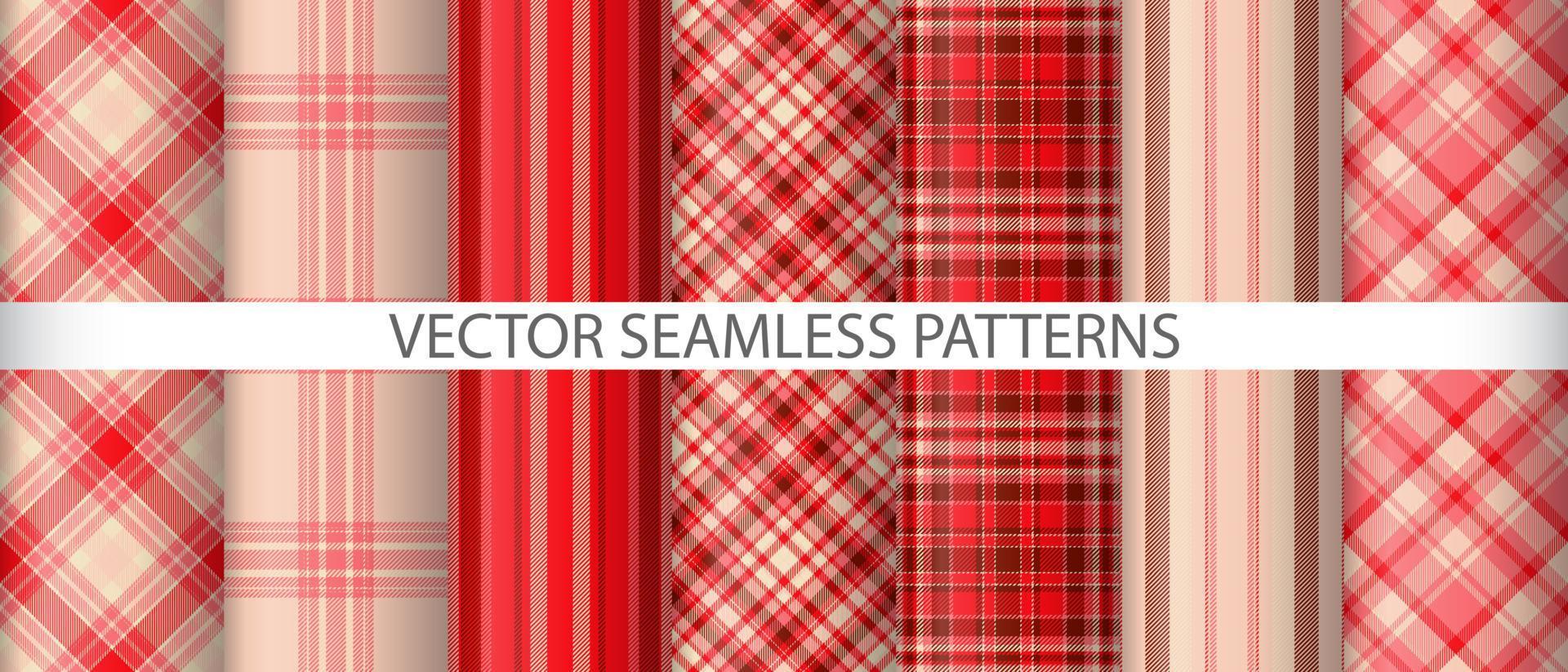 Set check seamless vector. Tartan textile texture. Fabric background pattern plaid. vector