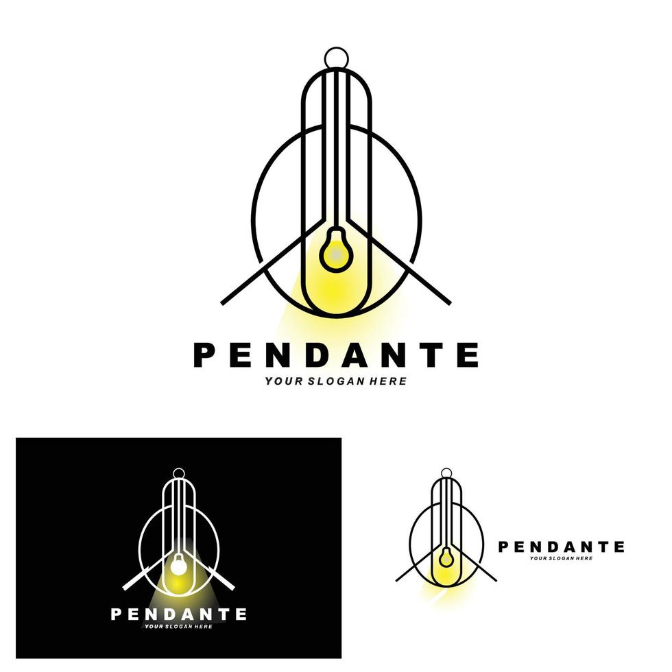 logotipo de la lámpara colgante de decoración del hogar, vector de diseño de muebles para el hogar