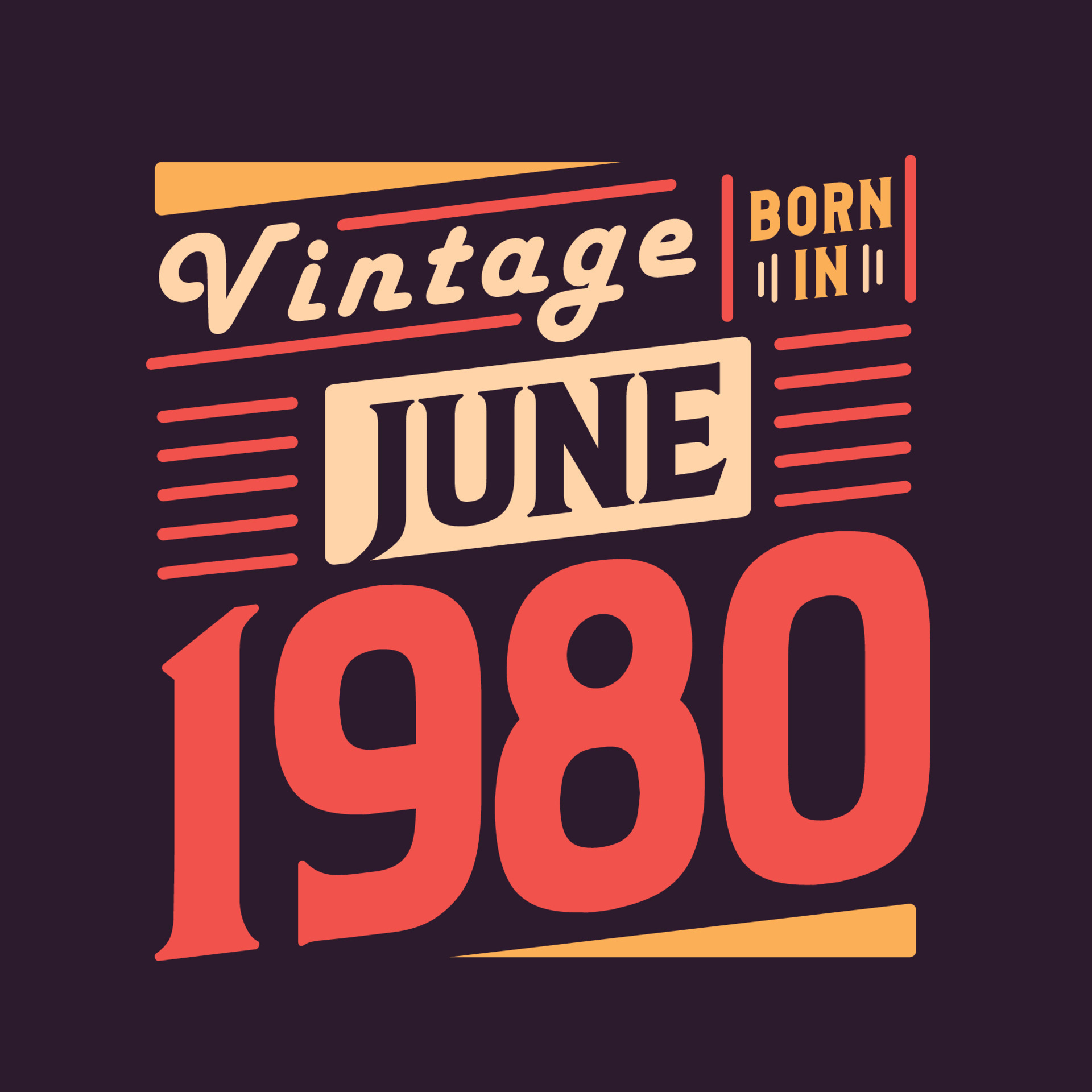 Vintage born in June 1980. Born in June 1980 Retro Vintage Birthday