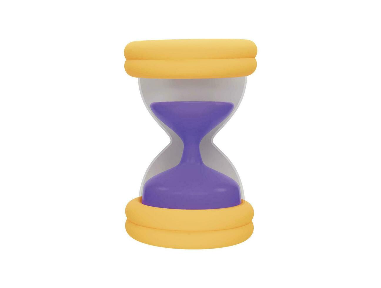 reloj de arena con cuenta regresiva de arena con icono de vector 3d estilo minimalista de dibujos animados