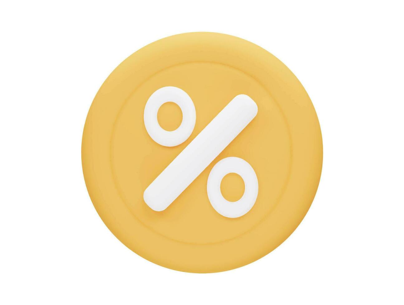 Percent coin with 3d vector icon cartoon minimal style