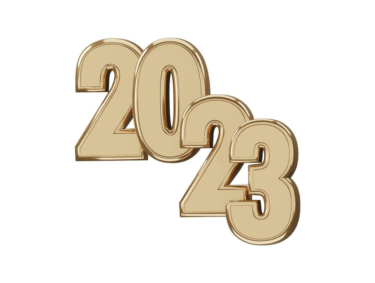 Realistic 3d rendering 2023 new year text effect vector