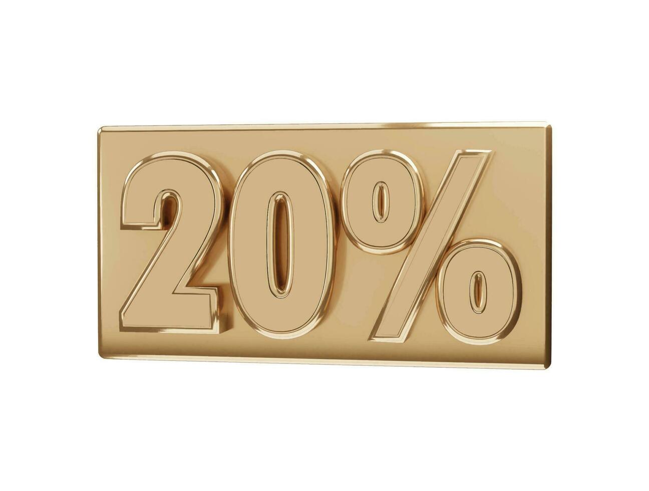 20 percent Golden number with 3d rendering vector