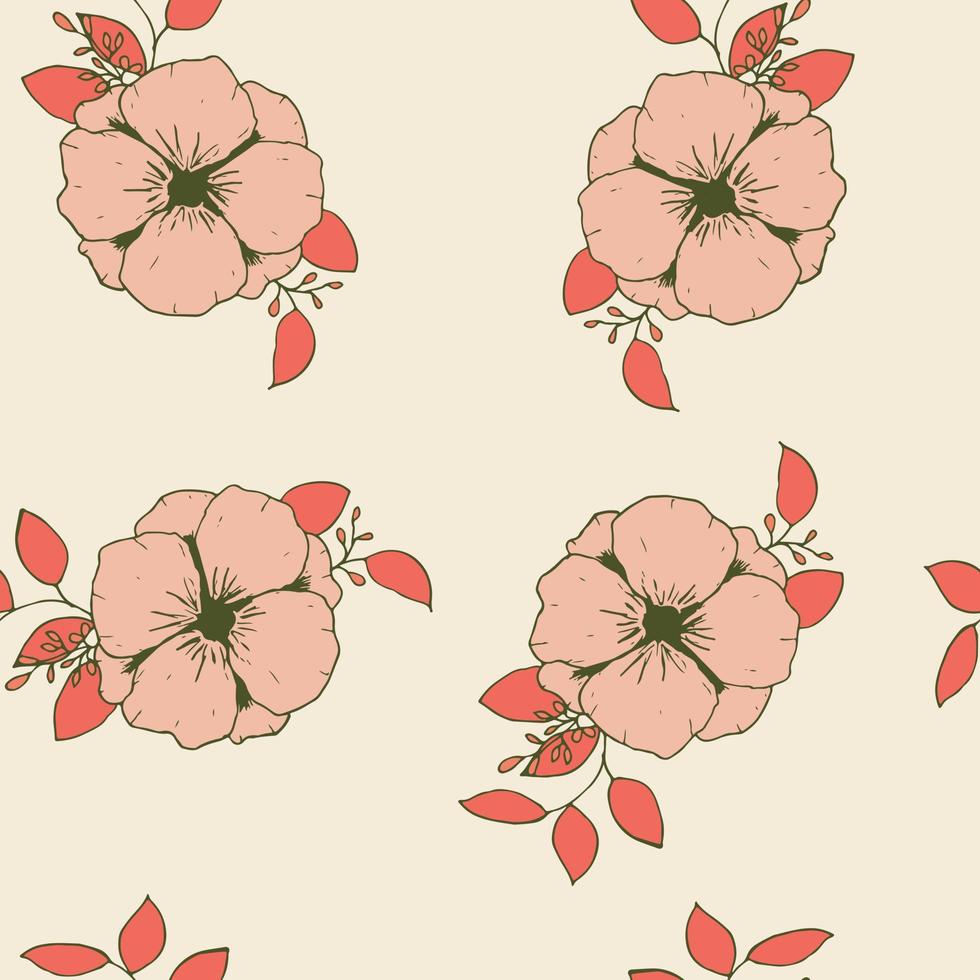 diseño moderno de patrones sin fisuras de flores silvestres. de patrones sin fisuras con flores y hojas de primavera. fondo dibujado a mano. patrón floral para envolver papel o tela. azulejo botánico. vector