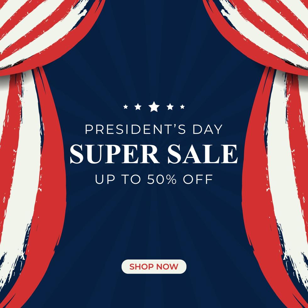 venta del día de los presidentes de estados unidos. banner de venta, afiche o fondo para la tienda vector