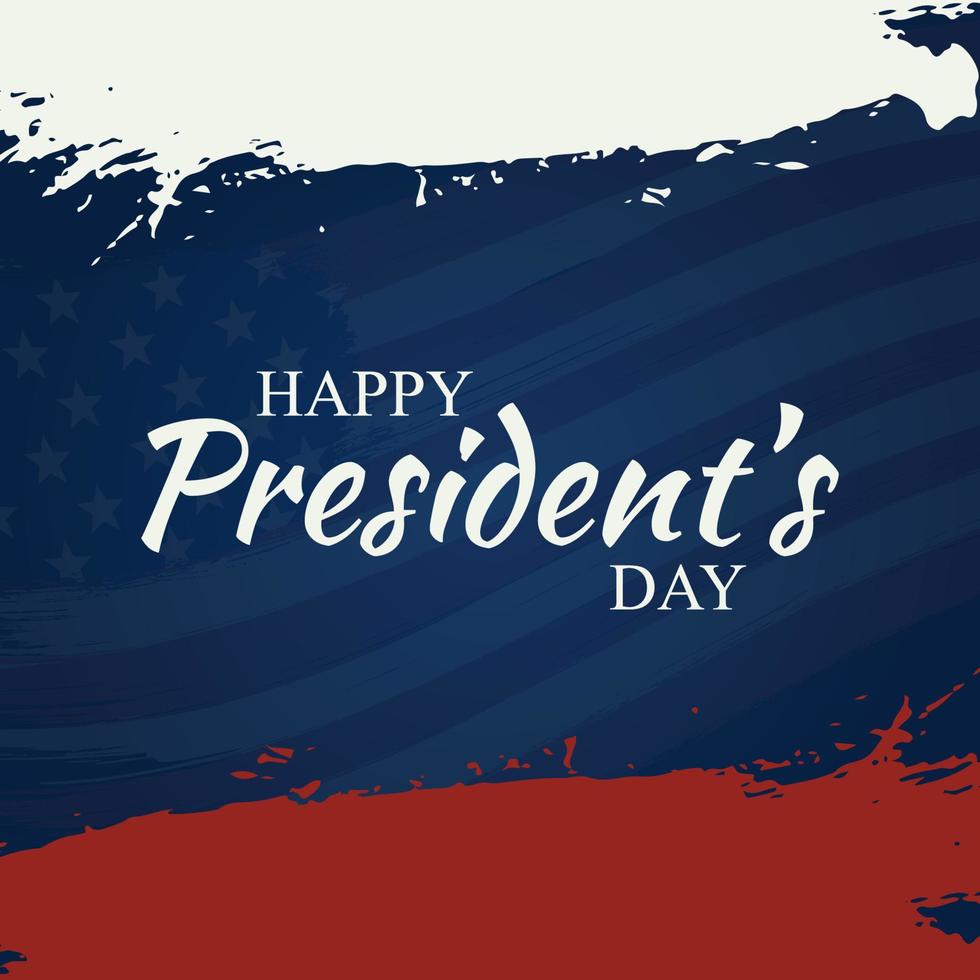 Typography of Happy Presidents Day event theme with USA Flag brush style vector illustration.