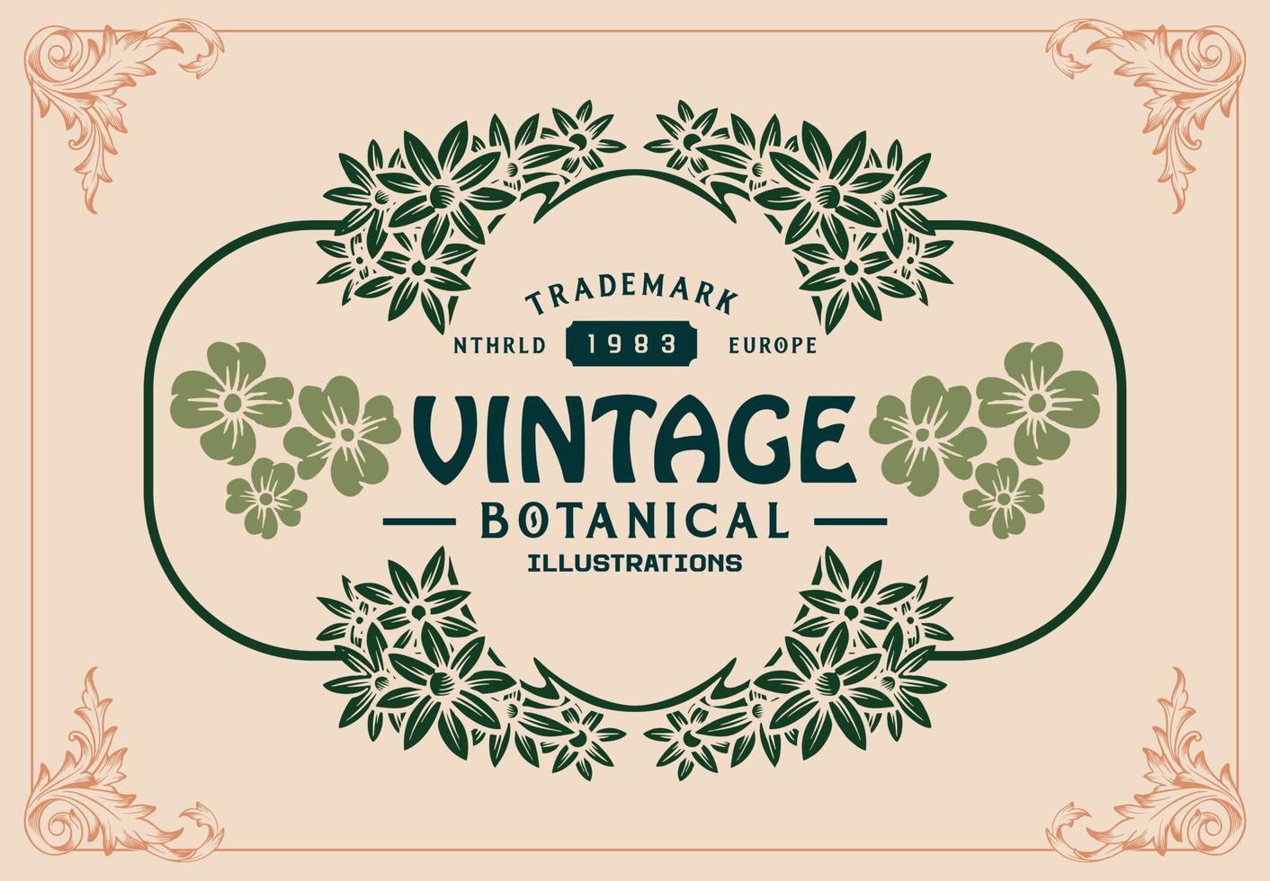 Frame vintage floral label Vector illustrations for your work Logo, mascot merchandise t-shirt, stickers and Label designs, poster, greeting cards advertising business company or brands.