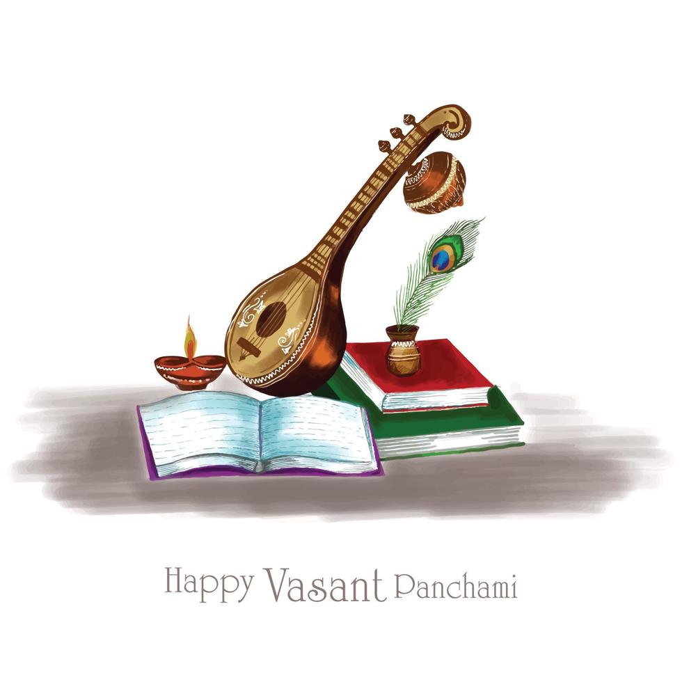 Beautiful happy vasant panchami indian festival card background vector