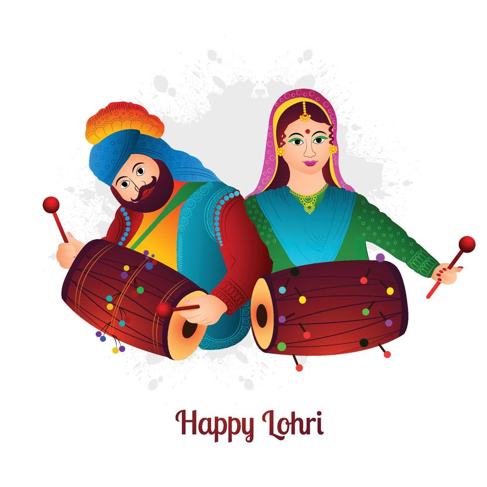 ilustración del festival feliz lohri de fondo de tarjeta punjabi vector