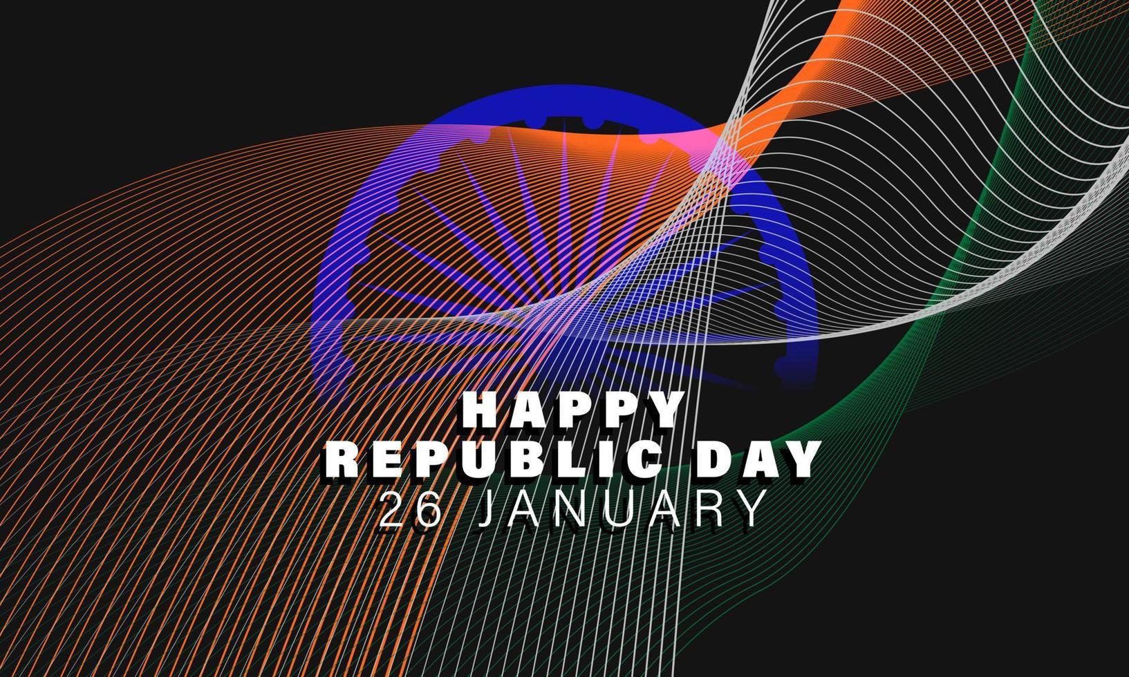 cartel de celebración del día de la república india feliz o fondo de pancarta. ilustración vectorial diseño de tarjeta de felicitación vector