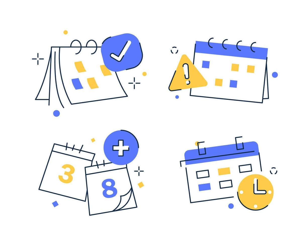 Calendar, Time management concept, Planning, Efficient use of worktime for implementation of the business plan, flat design icon vector illustration
