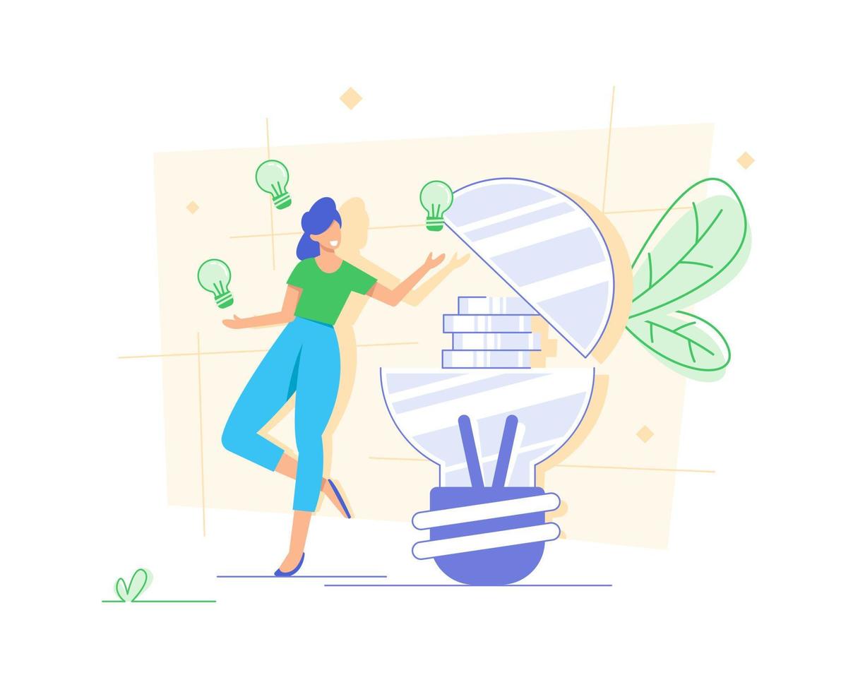 Discover new ideas,Creativity to help see business opportunity, vision to discover new solution or idea vector