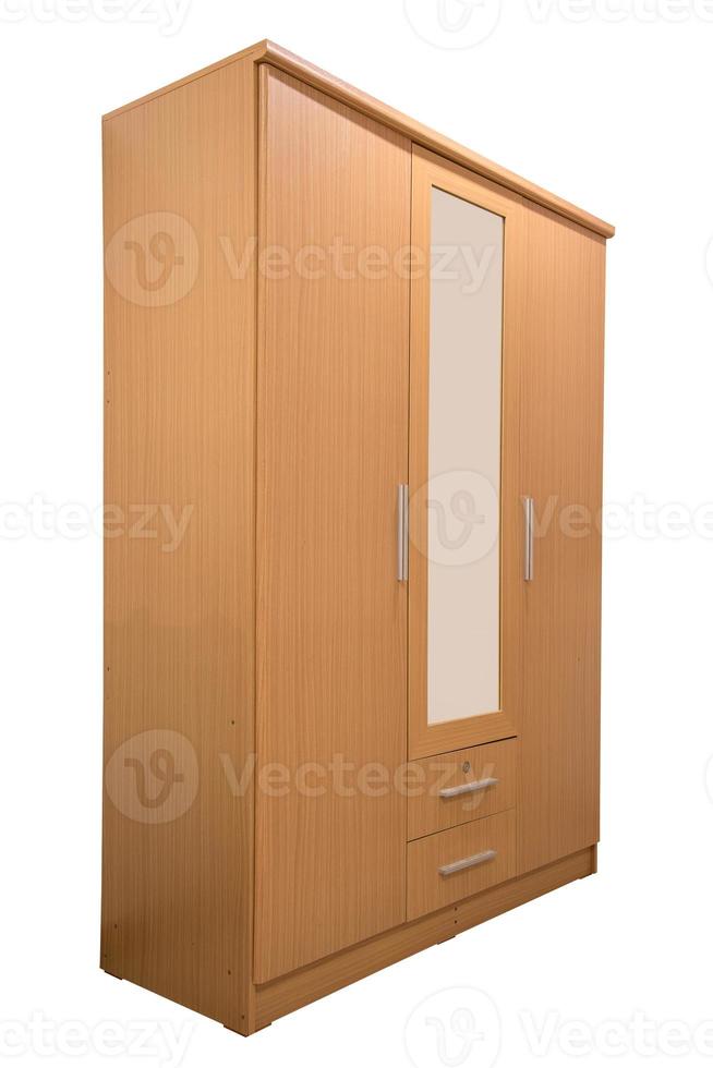 armario de madera con espejo aislado. foto