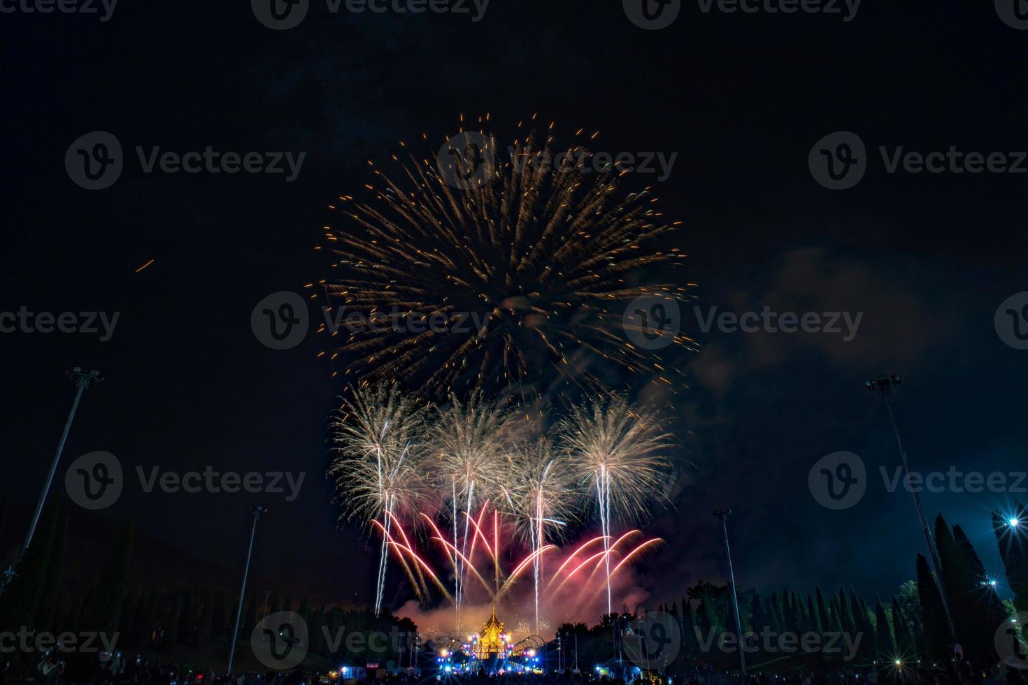 Beautiful firework night scene. photo