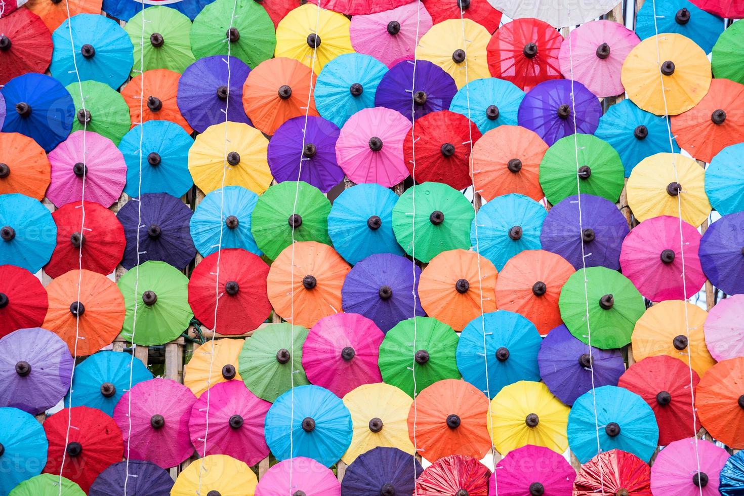 The colorful paper umbrellas handmade. photo