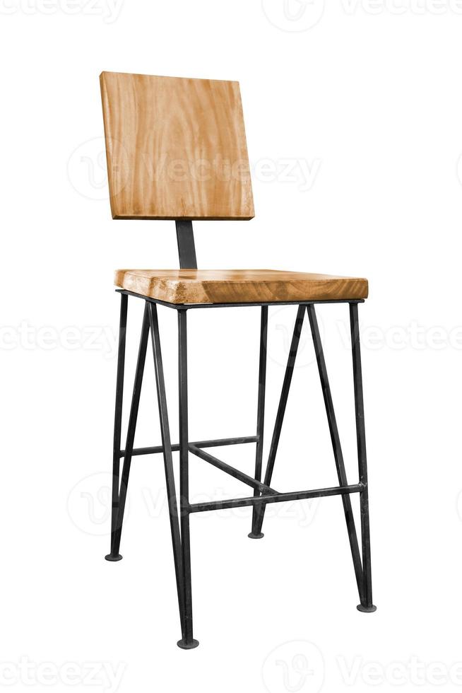 Modern wooden chair steel legs isolated. photo