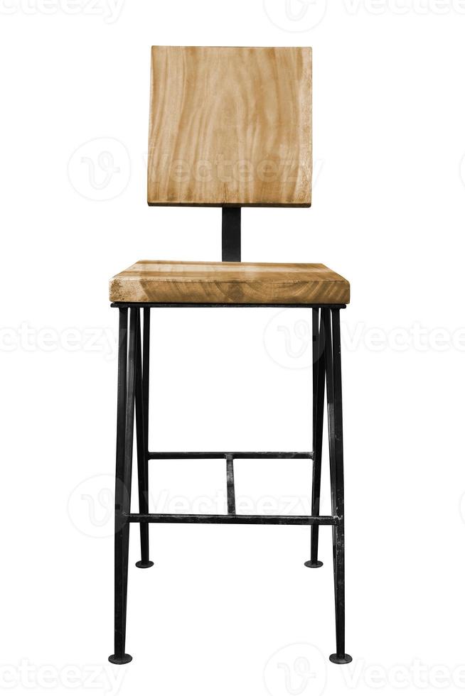 Modern wooden chair steel legs isolated. photo