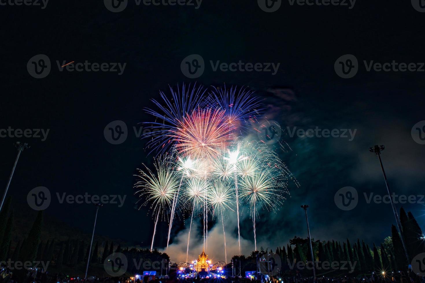 Beautiful firework night scene. photo