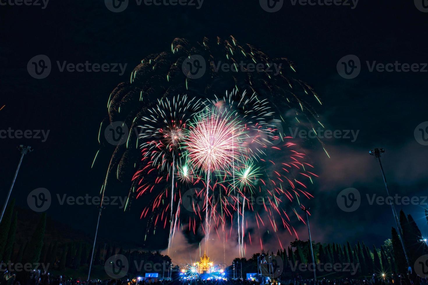 Beautiful firework night scene. photo