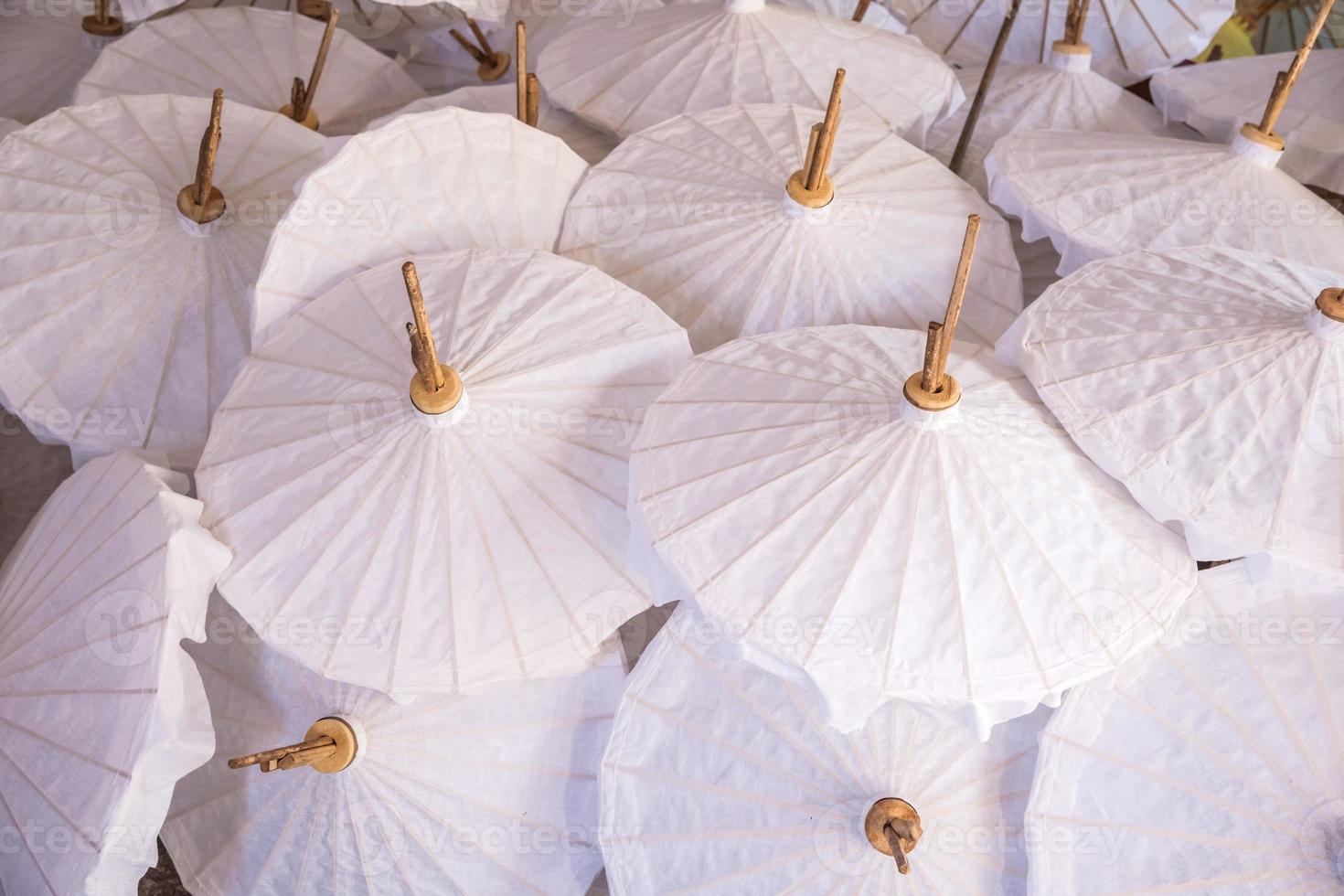 The colorful paper umbrellas handmade. photo