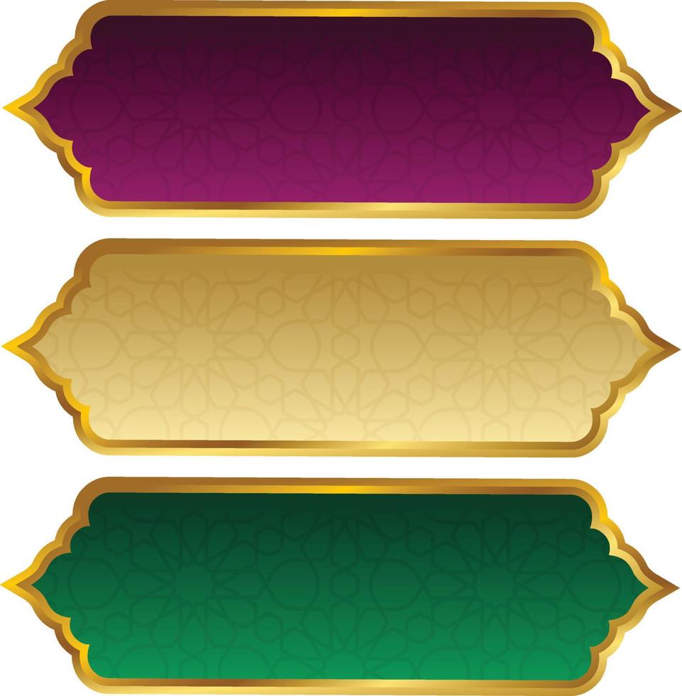 conjunto de marco de título de banner islámico árabe dorado de lujo png fondo transparente cuadro de texto dorado imágenes de diseño vectorial vector